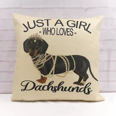 Dachshund Cushion Cover Decorative Novelty Animal Watercolour Sausage Dog Gift • £9.99