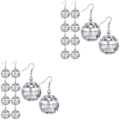 10 Pairs Disco Earrings Punk Disco Ball Earring 70s Earring Ear Clothing Women's • £9.29