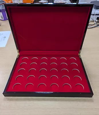 Harrington Walnut Coin Box Red Velvet Tray Holds 30 Coins/Capsule Cabinet Holder • £20