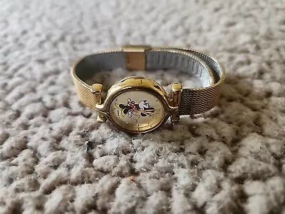 Vintage Jaz Disney Minnie Mouse Watch Women's Gold-tone Dial & Band (Untested) • $10