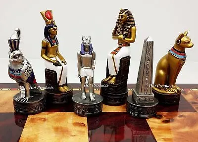 Egyptian Anubis Anubis Chess Men Set Gold & Silver W/ Color Accents - NO Board • $90