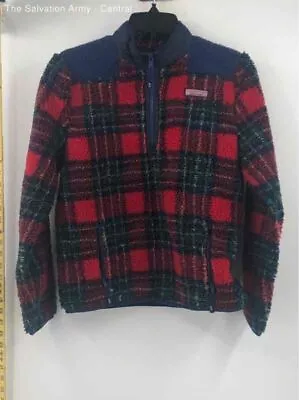 Vineyard Vines Girls Multicolor Plaid Long Sleeve 1/4 Pullover Jacket XL(16) • $9.99