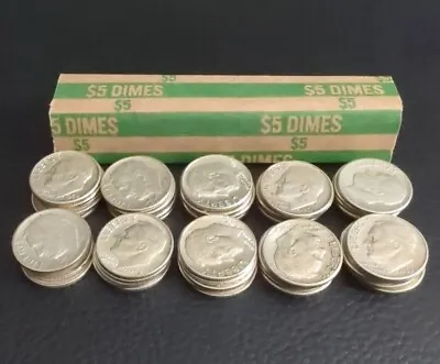 Roll Of 50 Lot Of Roosevelt Dimes 90% Silver BU Beautiful Coins! 1946 - 1964 (2) • $89.99