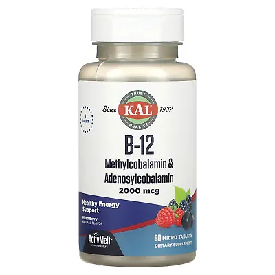 B-12 Methylcobalamin & Adenosylcobalamin Mixed Berry 2000 Mcg 60 Micro • $15.49