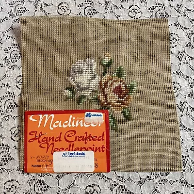 New Vintage Madincor #347 ROSE Flower 8x8” Preworked Needlepoint Canvas Madeira • $15