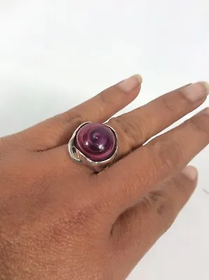 HG Hagit Gorali Israel Sterling Silver 925 Modernist Purple Glass Ring Size 6 • $69.99