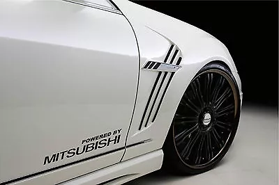 Powered By MITSUBISHI Sport Racing Decal Sticker Emblem Logo BLACK Pair • $29.95