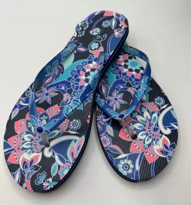 NEW Vera Bradley Daisy Paisley Flip Flops Womens Size L (9-10) Floral Summer • $11.89