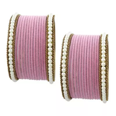 South Indian Gold Plated Pearl Kada Ethnic Velvet Bangle Set For Women Jewelry • $15.22