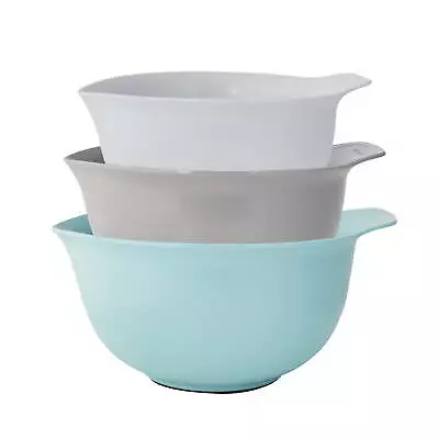 Universal Set Of 3 Mixing Bowls In Aqua Gray And White • $24.10