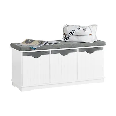 SoBuy®  Hallway Shoe Storage Seat Bench Cabinet With Drawer & CushionFSR30-WUK • £89.95