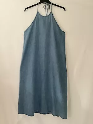 Zara Denim Halter Neck Dress Size XXL Uk 16-18 BNWT • £19.99