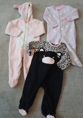 Bundle Baby Girls 9-12 Months Sleepsuit All In One Fleece Bedtime  • £1.99