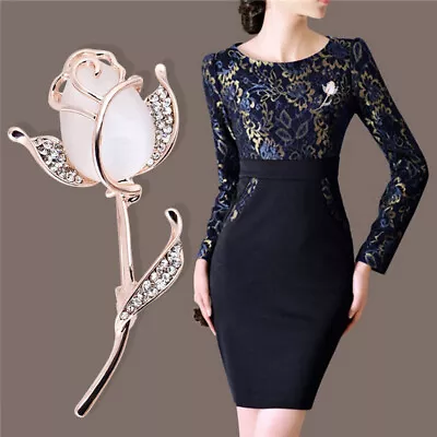 £2.01 • Buy Opal Flower Brooch Pin Rhinestone Crystal Dress Wedding Party Brooch Jewelry. S~