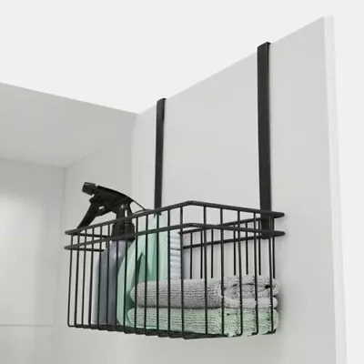 Over Door Storage Basket Hanging Caddy Bedroom Bathroom Storage Rack Shelf Black • $6.35