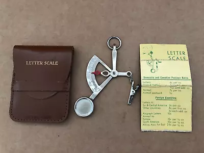 Vintage POCKET LETTER SCALE W/ Leather Case Postal Post Office • $39.99