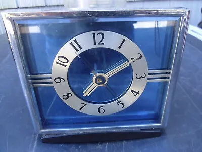 Hammond Clock Express Art Deco Blue Mirrored Glass 1930's • $100