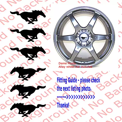 6 Pcs X Running Horse Die Cut Vinyl Decal Wheel Center Cap Pony Mustang FD001 • $6.50