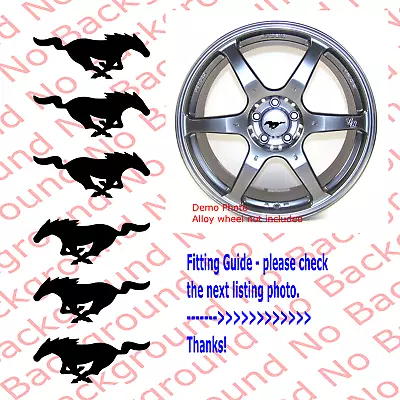 6 Pieces X Running Horse Die Cut Vinyl Decal Wheel Center Cap Pony Mustang FD001 • $7.75