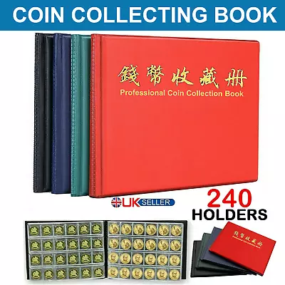 240 Coins Collection Album Money Storage Holder Case Coin Collecting Book UK • £4.50