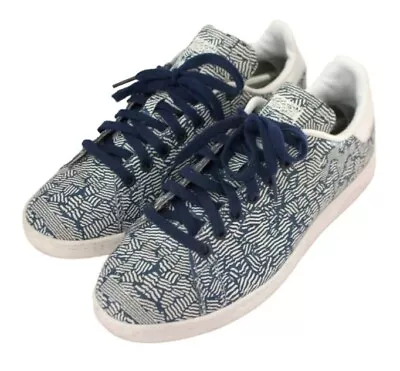$49.95 • Buy Adidas Stan Smith Mens Size 7.5 White Blue Graphic Leather Sneakers US 9 EU 41.5