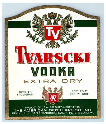 1970's-80's Tvarscki Vodka Dry Virginia Liquor Label Original S54E • $17.25