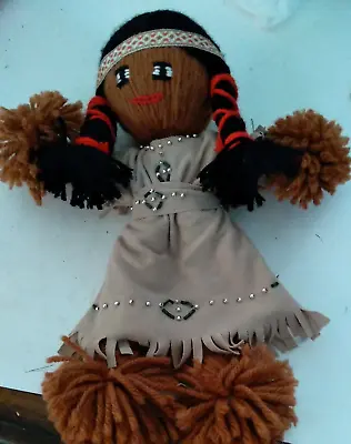 $15.50 • Buy Homemade Indian Doll Beaded Dress Yarn Body