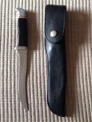 Vintage 10  BUCK Fixed Blade Knife With Serrated Edge And Leather Sheath • $54.57