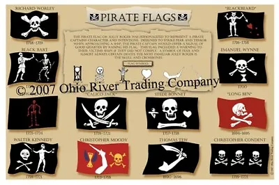 Pirate Flags  Poster  Blackbeard   Calico Jack   Black Bart  • $19.95