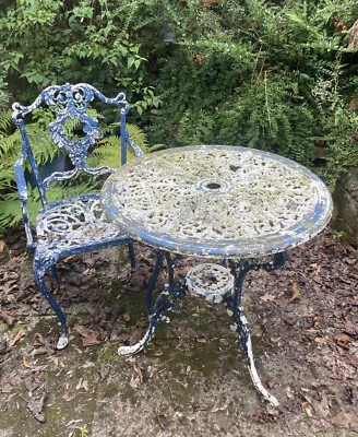 £55 • Buy Vintage Cast Aluminium Garden Table And Carver Chair