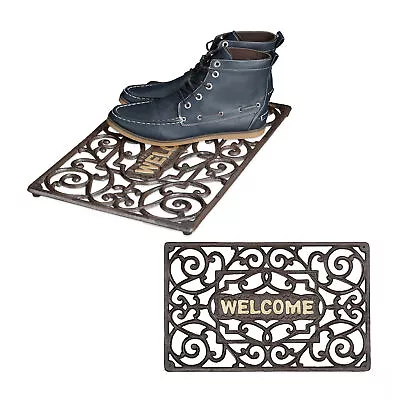 2x Rustic Door Mat Cast Iron Doormat Floor Mat Metal Welcome Mat • £86.90