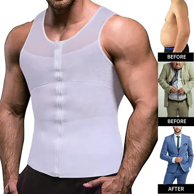 Men Compression Vest Post-Surgical Gynecomastia Chest Tank Top Shirt Body Shaper • $34.79