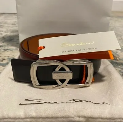 Santoni Leather Belt  Hand Made In Italy  • $300