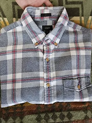 Vintage J Crew Slim Fit Twill Plaid Flannel Shirt Medium M 2000s • $9