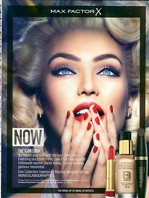 MAX FACTOR Cosmetics Magazine Print Ad  Candice Swanepoe FACE FINITY VTG 2015 • $12.99