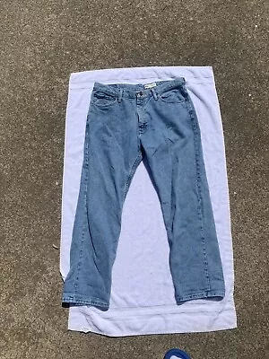Wrangler Jeans Mens 36x29 Blue Wash Regular Fit Comfort Flex Stretch Denim • $15
