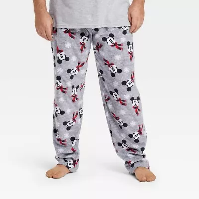Men's Holiday Mickey Mouse Fleece Matching Family Pajama Pants - Gray L • $10