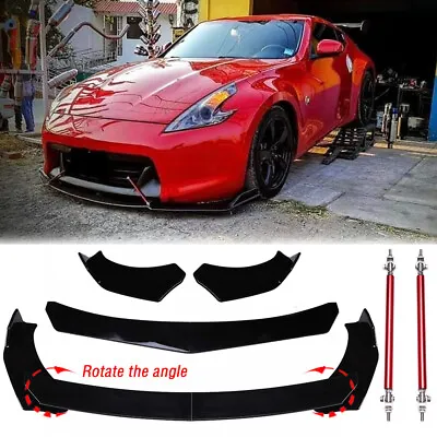 Front Bumper Lip Splitter Spoiler Body Kit + Strut Rods For Nissan 350Z 370Z • $95.11