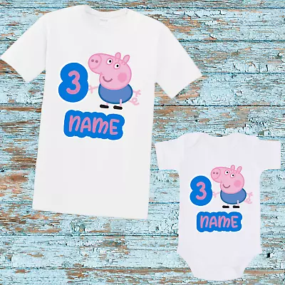 Personalized Peppa Pig Unisex T-shirt Bodysuit Perfect Gift  With Name And Age • £8.99