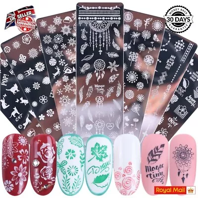 Nail Art Stamping Plates Nail Design Reusable Stencils Template For All Gels • £5.25