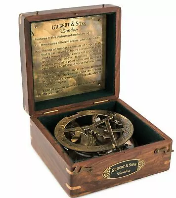 Global World Maritime Antique Brass Gilbert & Son London Clock Sundial Compas • $85.35