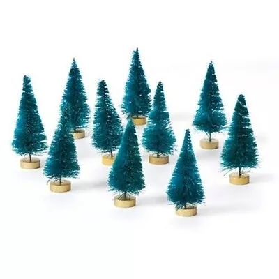 10 Green Sisal Bottle Brush CHRISTMAS Trees  Mini 3   Village Doll House • $6.08