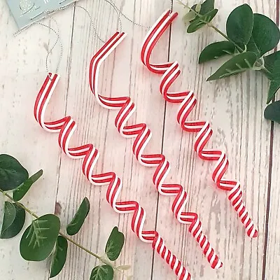 3 X Red & White Candy Cane Swirls Christmas Tree Decoration Sweets Wreath 21cm • £3.99