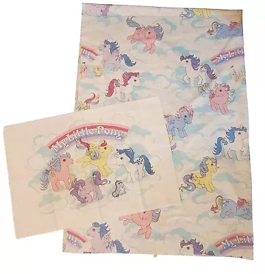 Vintage My Little Pony Twin Flat Sheet And Pillowcase Set 1984 Hasbro Ponies • $129.99