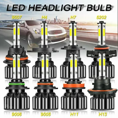 4-Sides LED Headlight Bulbs H1 H4 H7 H11 H13 880 9004 9005 9006 9007 9012 5202 • $13.99