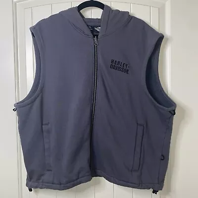 Harley Davidson Hoodie Vest Men's X-Large Sleeveless Full Zip Logo Pockets Gray • $33