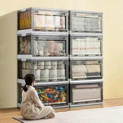 Collapsible Storage Bin Clear Plastic Box Container W/Lid Wheels 72L 66L 32L 29L • $181.69