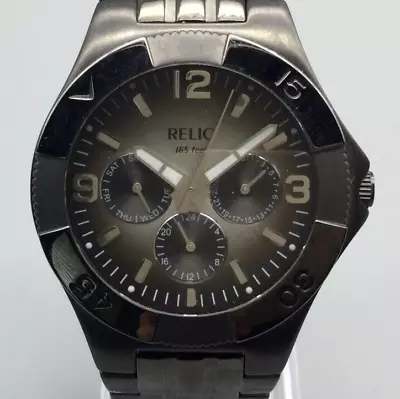 Relic Watch Men 42mm Black Ombre Dial Day Date 50M Stainless 7  • $26.99