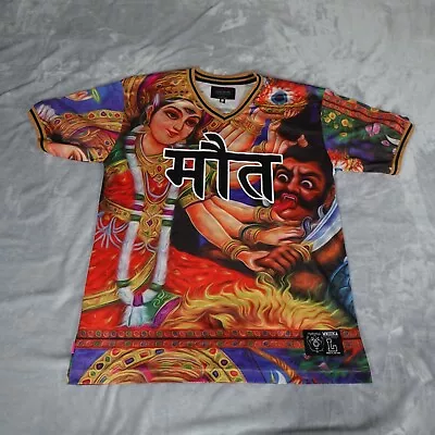 Mishka Hindu God Football Jersey Shirt Mens L V-Neck All Over Print Multicolor • $44.99