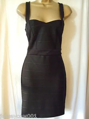 New £45 *sale Jane Norman Size 12 Black Sweetheart Bandage Bodycon Party Dress • £24.99